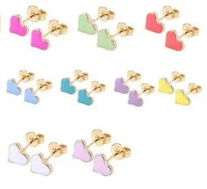 A set of six pairs of earrings in different colors.