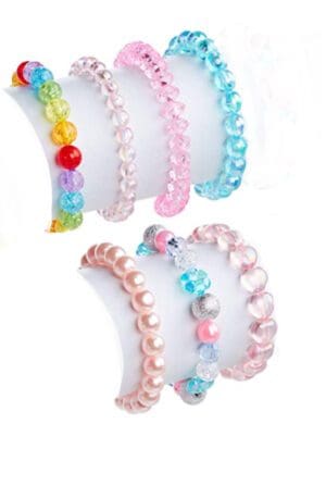 A set of six bracelets in different colors.