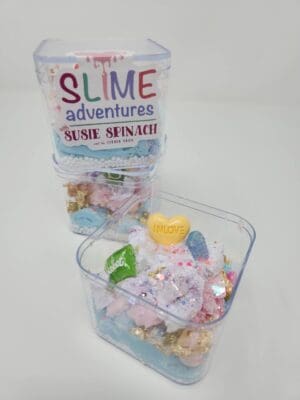 A tub of slime with some different types of stuff in it